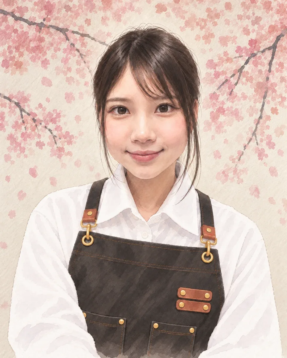 桜を背景にしたねこ和スタッフの紹介画像
