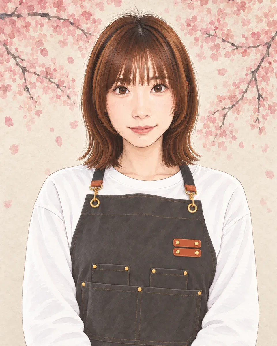 桜を背景にしたねこ和スタッフの紹介画像